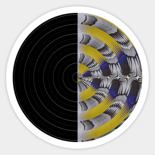 Record round in grey, blue and yellow Sticker